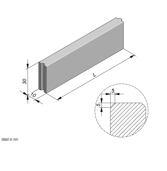 Boordsteen Ebema 100x30x10cm antraciet zwart - Afbeelding 2