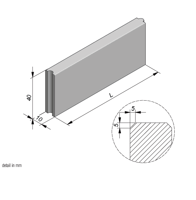 Boordsteen Ebema 100x40x10cm grijs - Afbeelding 2